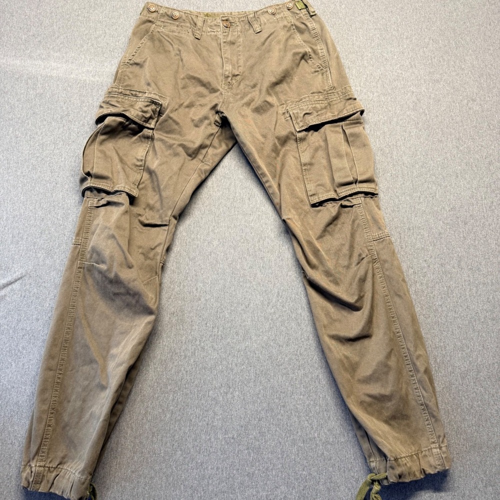 Mnml Mens Olive Brown Cotton Cargo Pants Size 30 Adjustable Waist